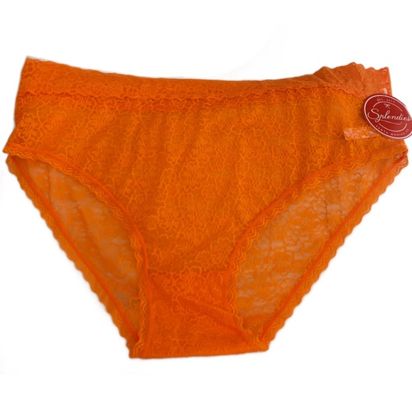 SOLD - Splendies Orange CLEMENTINA LACE BIKINI High Leg Brief Panties 4X New - Picture 4 of 11